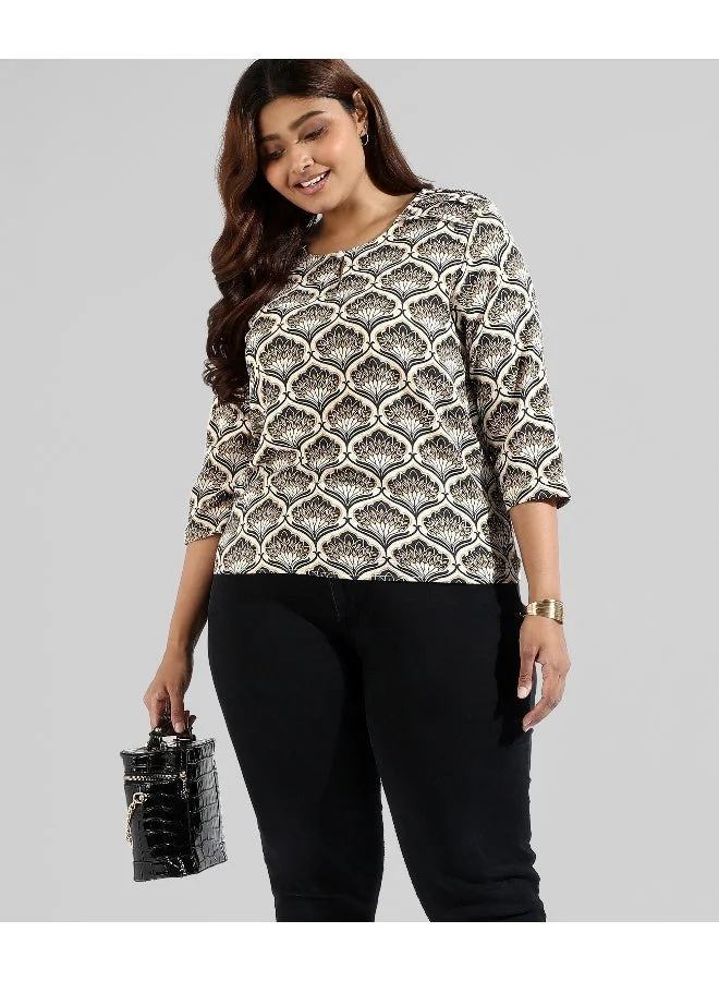 انستافاب بلس توب نسائي مطبوع بتصميم جرافيك كاجوال